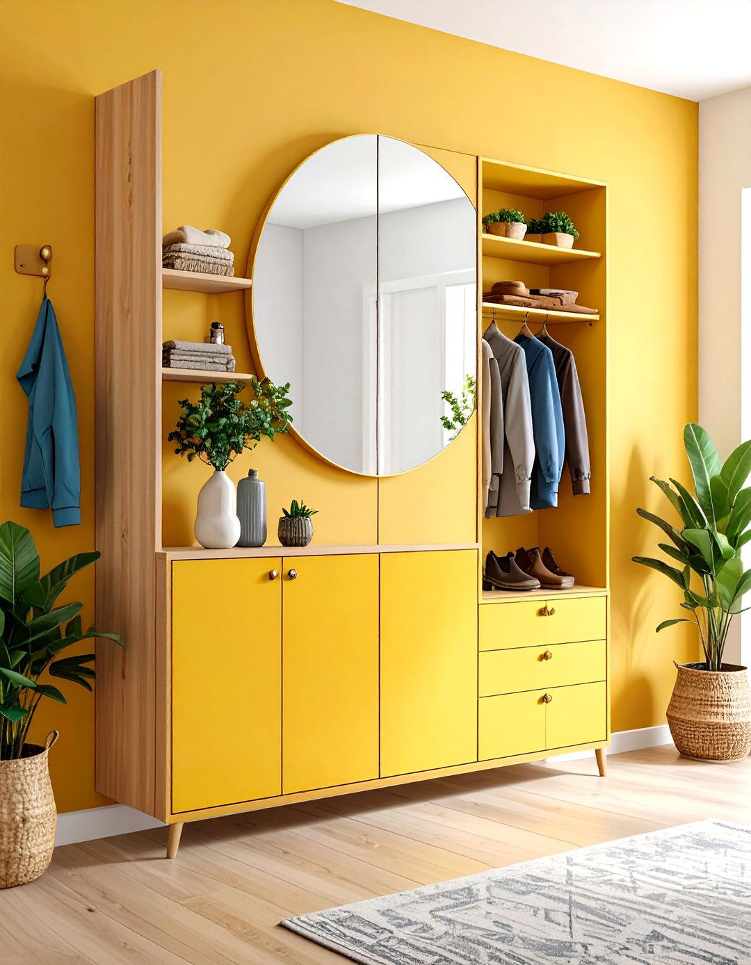 Mirror Storage Combinations - 24 Hallway Storage Ideas