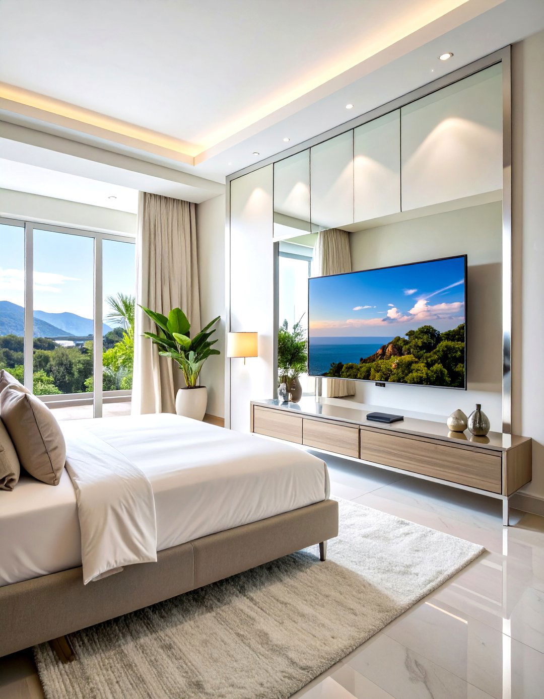 Mirror TV Technology Integration - 24 Bedroom Tv Ideas