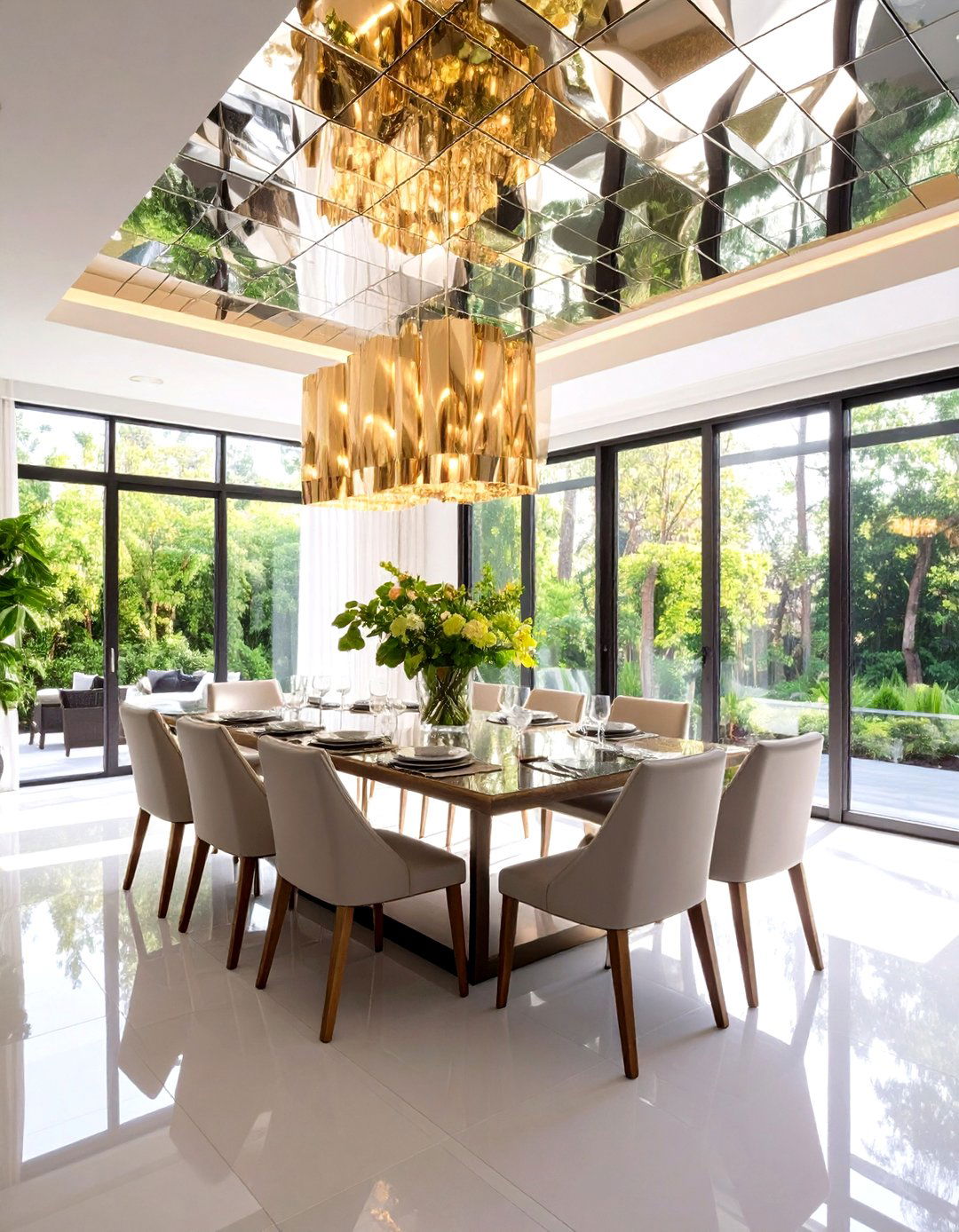 Mirror Tile Ceiling Installation - 24 Dining Room Ceiling Ideas