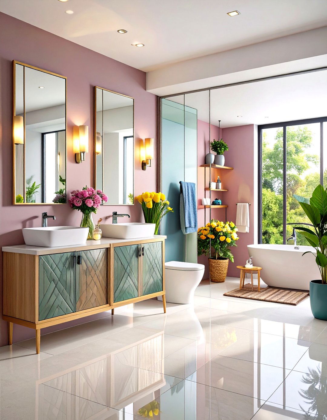 Mirror Wall Illusion - 24 Downstairs Toilet Ideas