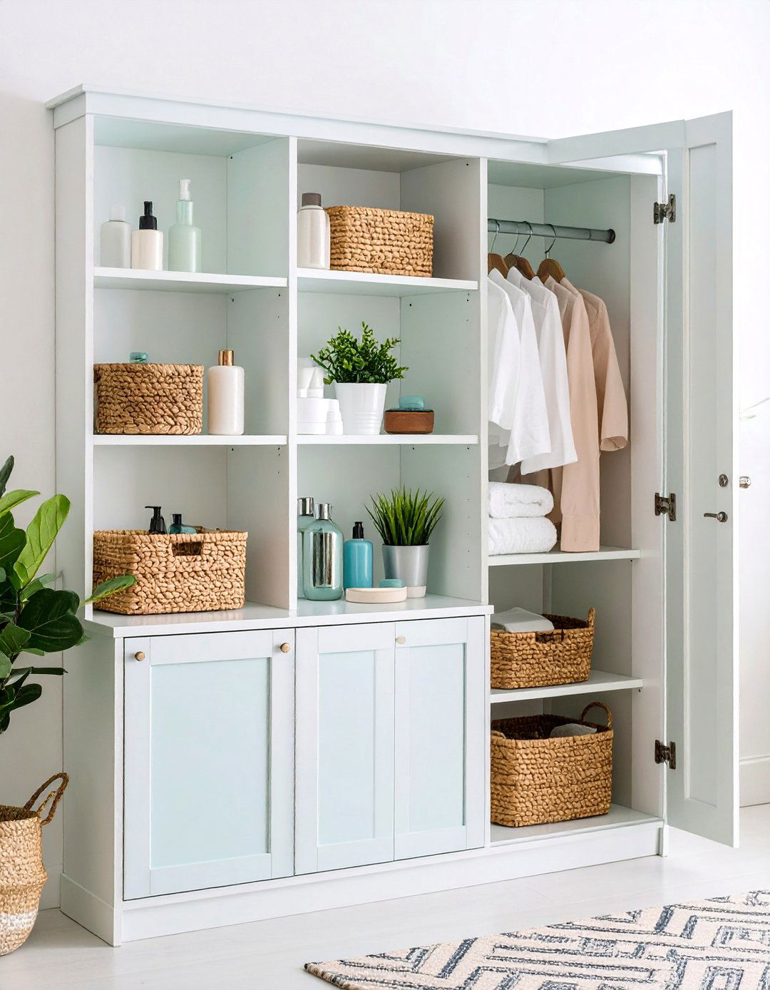Mirrored Cabinet Door Shelves - 24 Bathroom Shelf Ideas
