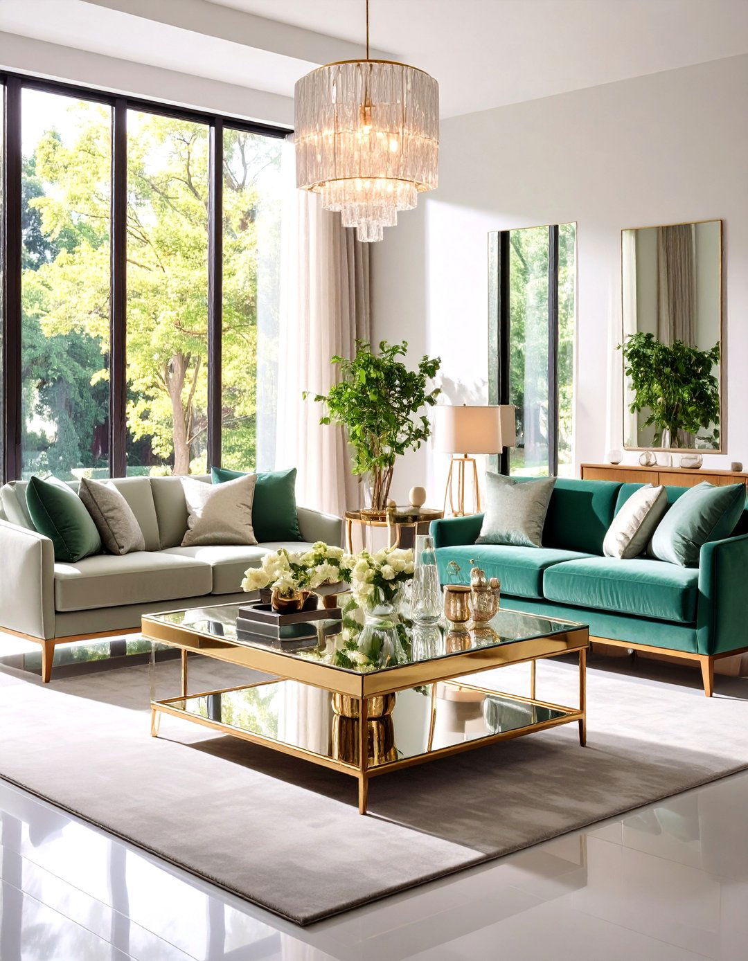Mirrored Furniture Collection Glamour - 24 Glam Living Room Ideas