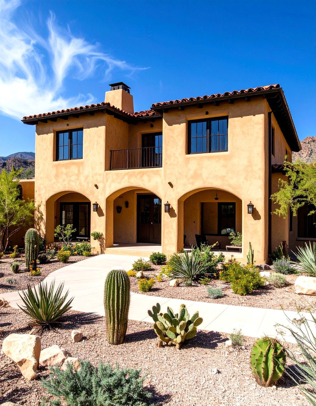 Mission Style Brown Adobe Texture - 24 Dark Brown House With Black Trim
