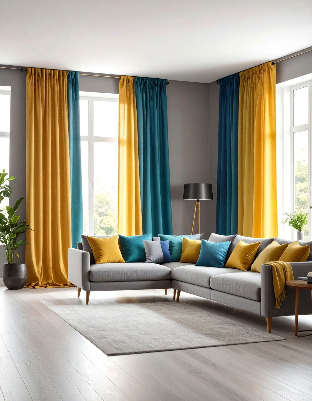 Mixed Color Pattern Curtains - 24 What Color Curtains Go With Gray Walls