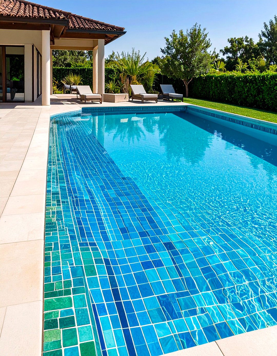 Mixed Color Pool Waterline Tile Blends - 24 Waterline Pool Tile Ideas