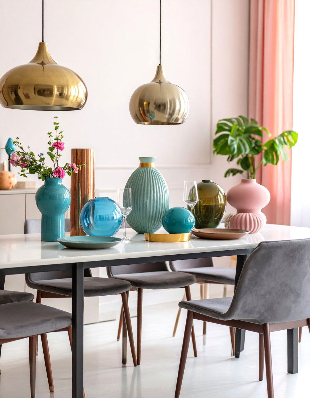 Mixed Height Sculptural Objects - 24 Dining Room Table Decor Ideas