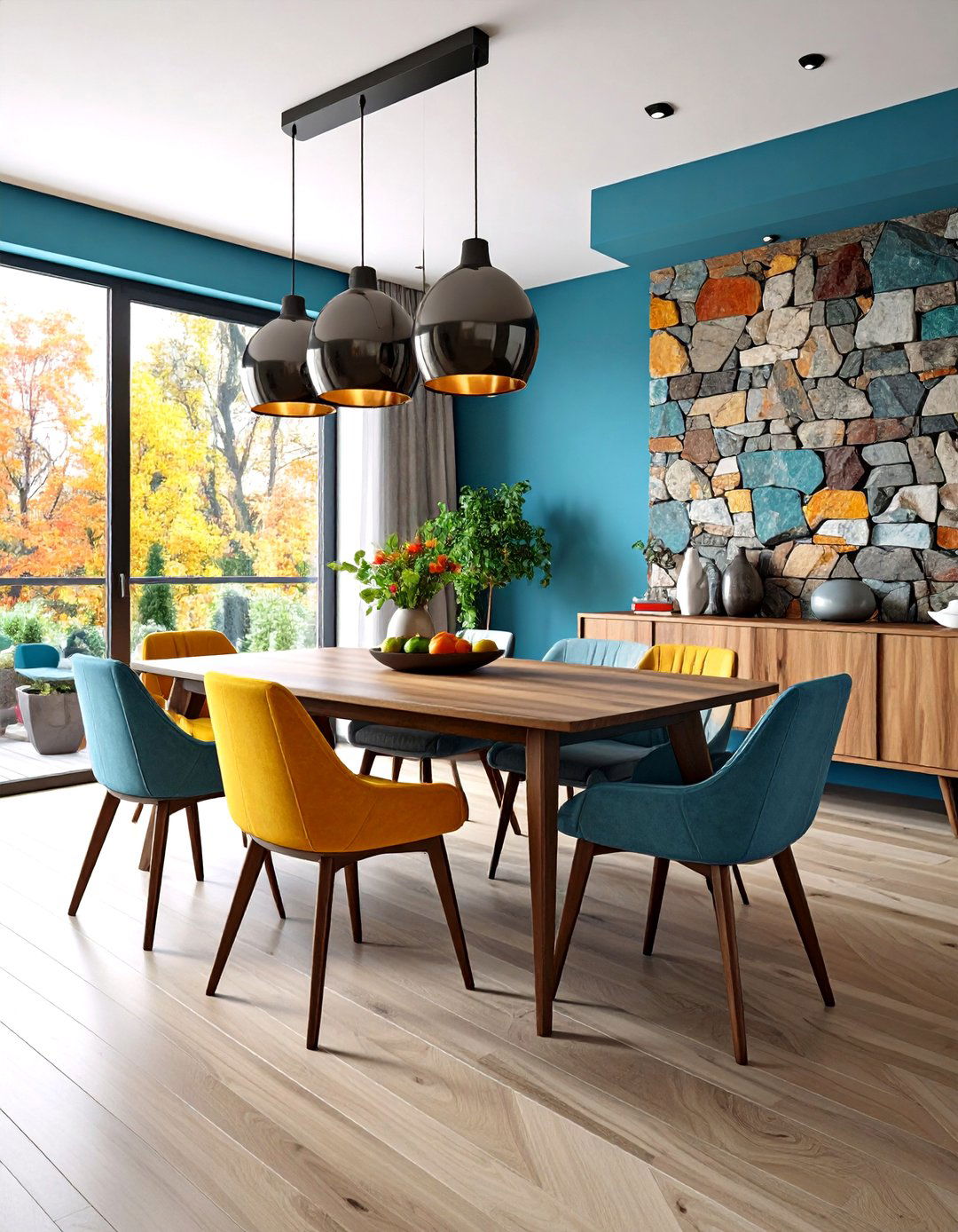 Mixed Material Accent Combinations - 24 Dining Room Accent Wall Ideas