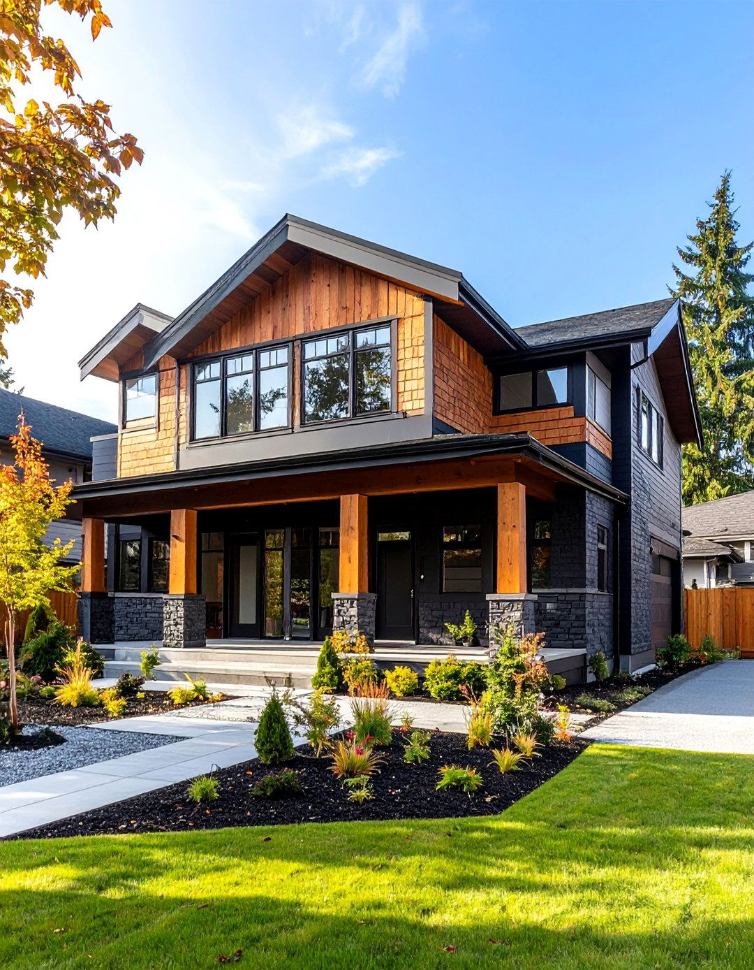 Mixed Material Black Brick and Wood Design - 24 Black Brick House Exteriors