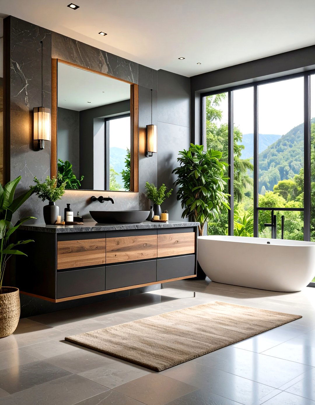 Mixed Material Black Vanity Luxury - 24 Black Vanity Bathroom Ideas