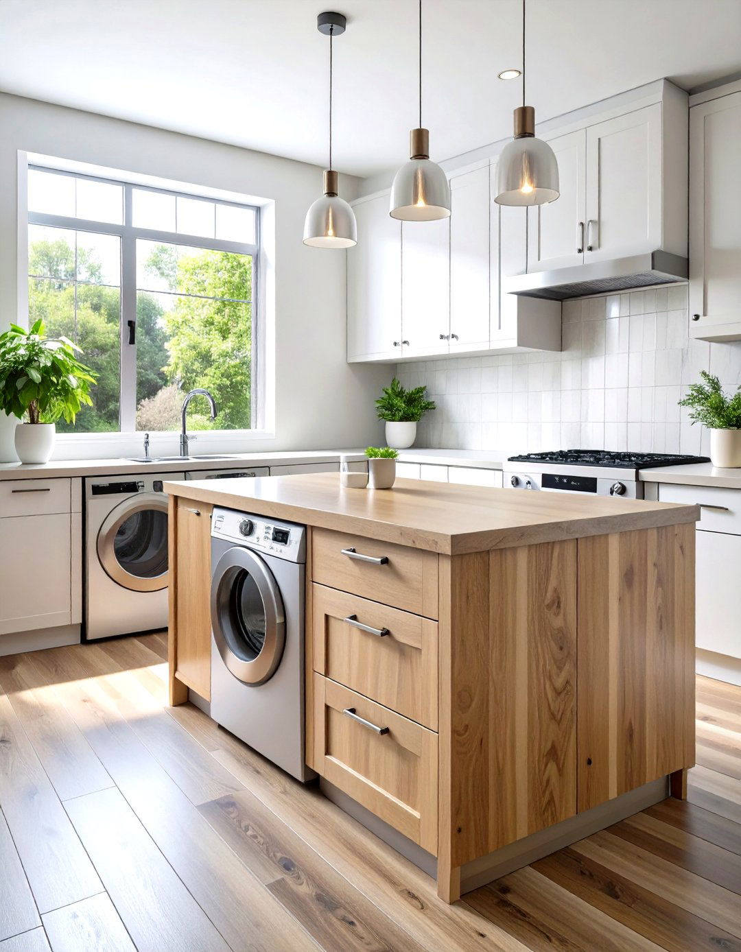 Mixed Material Combination Countertop - 24 Laundry Room Countertop Ideas