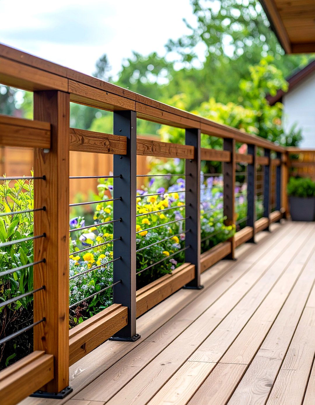 Mixed Material Combination Systems - 24 Deck Railing Ideas