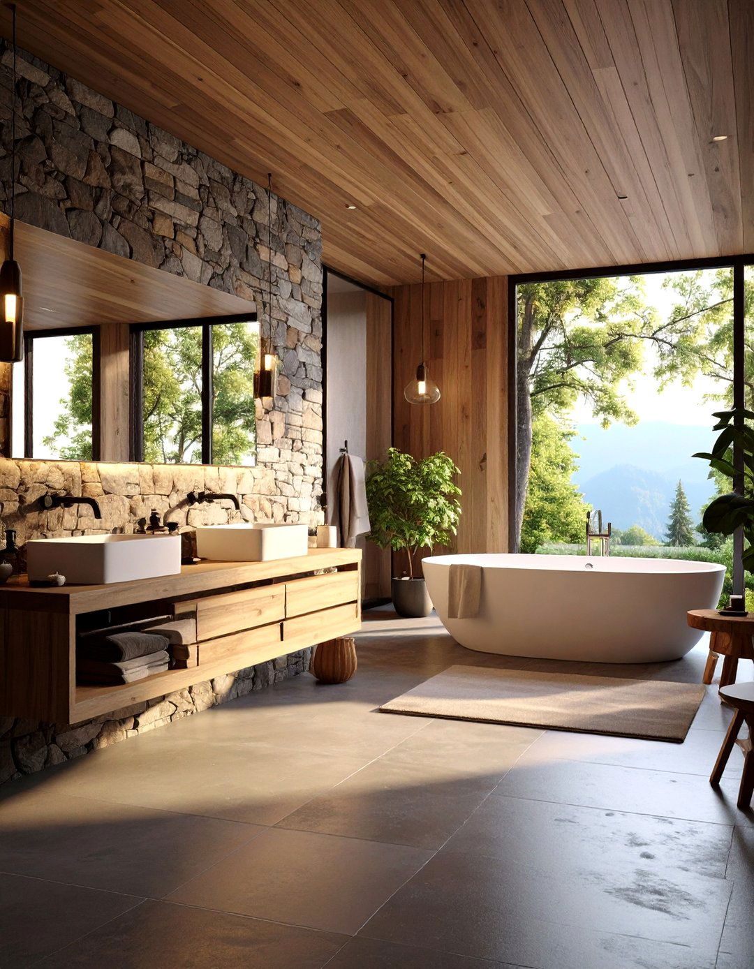 Mixed Material Combination Walls - 24 Bathroom Wall Ideas