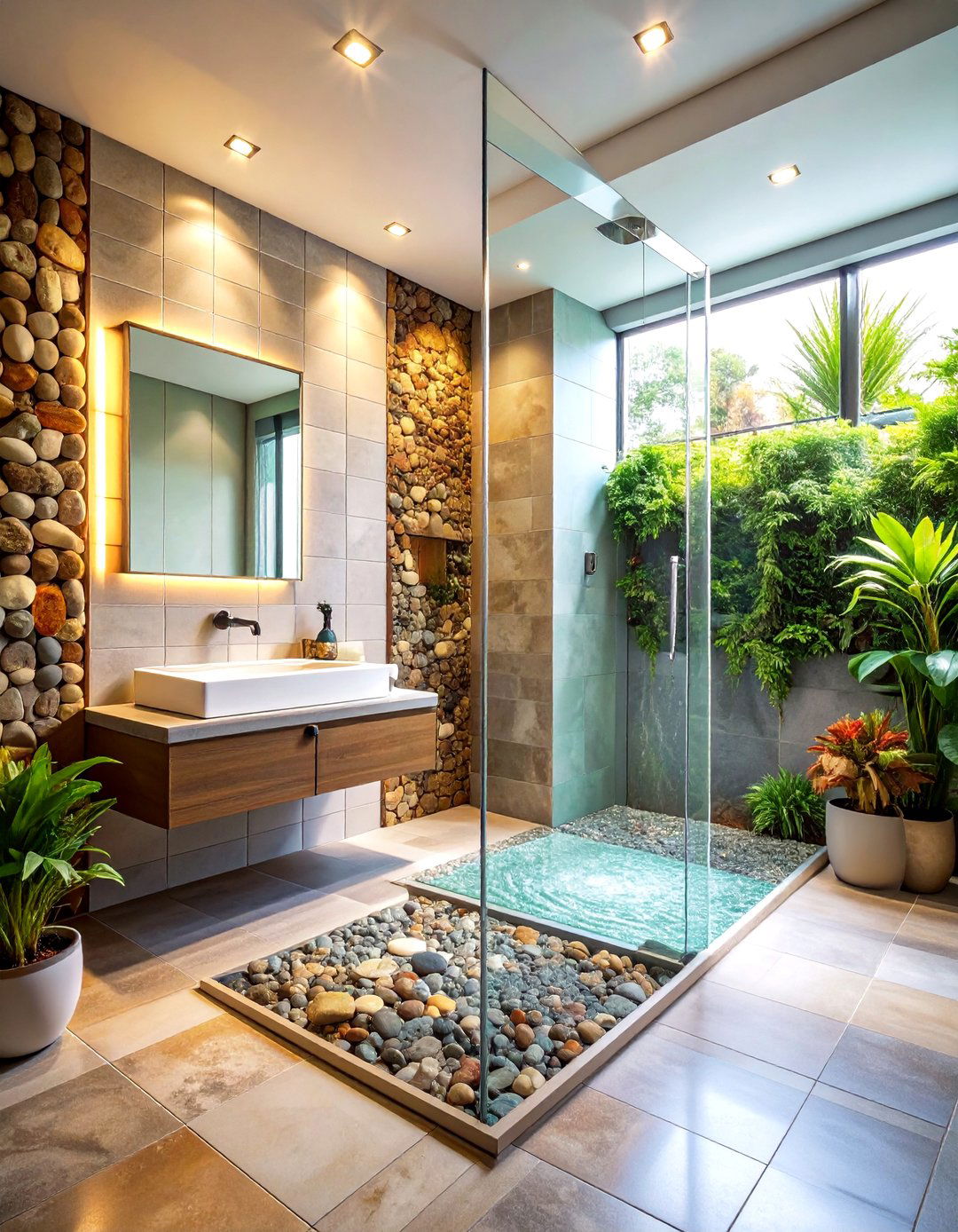 Mixed Material Combinations - 24 Walk-in Shower Tile Ideas