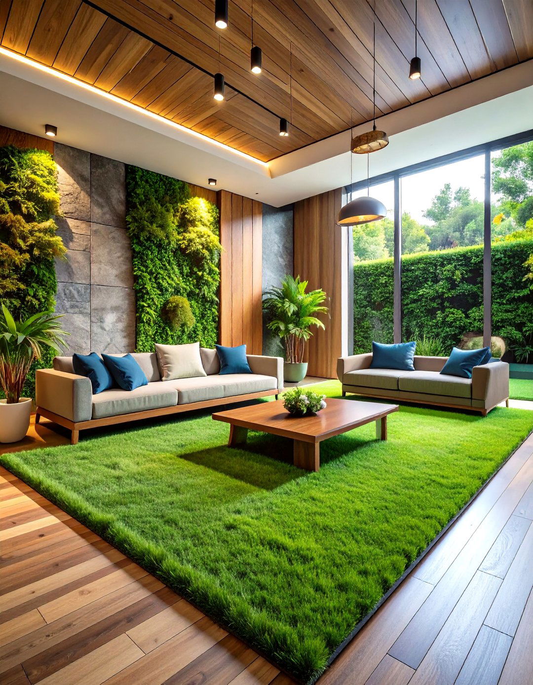 Mixed Material Combinations - 24 Artificial Grass Wall Design Ideas