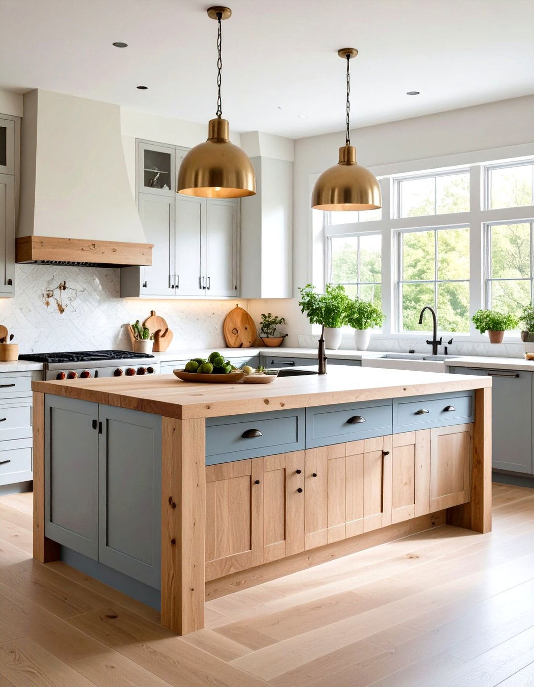 Mixed Material Construction Island - 24 Farmhouse Kitchen Island Ideas