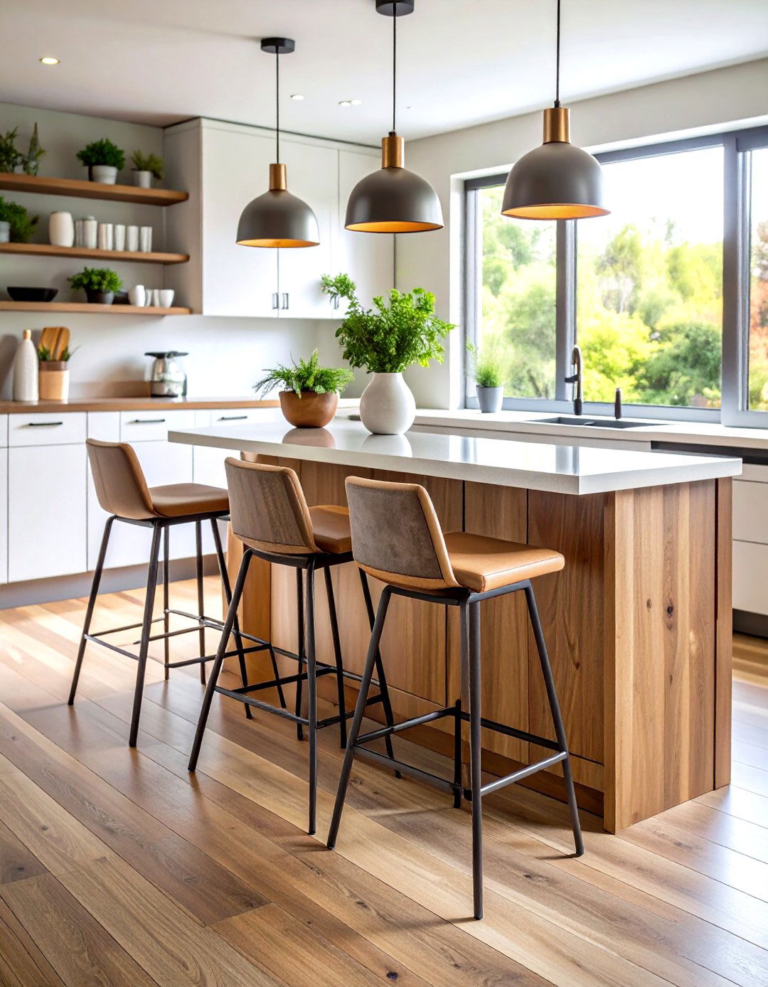Mixed Material Contemporary Design - 24 Kitchen Island Ideas With Seating