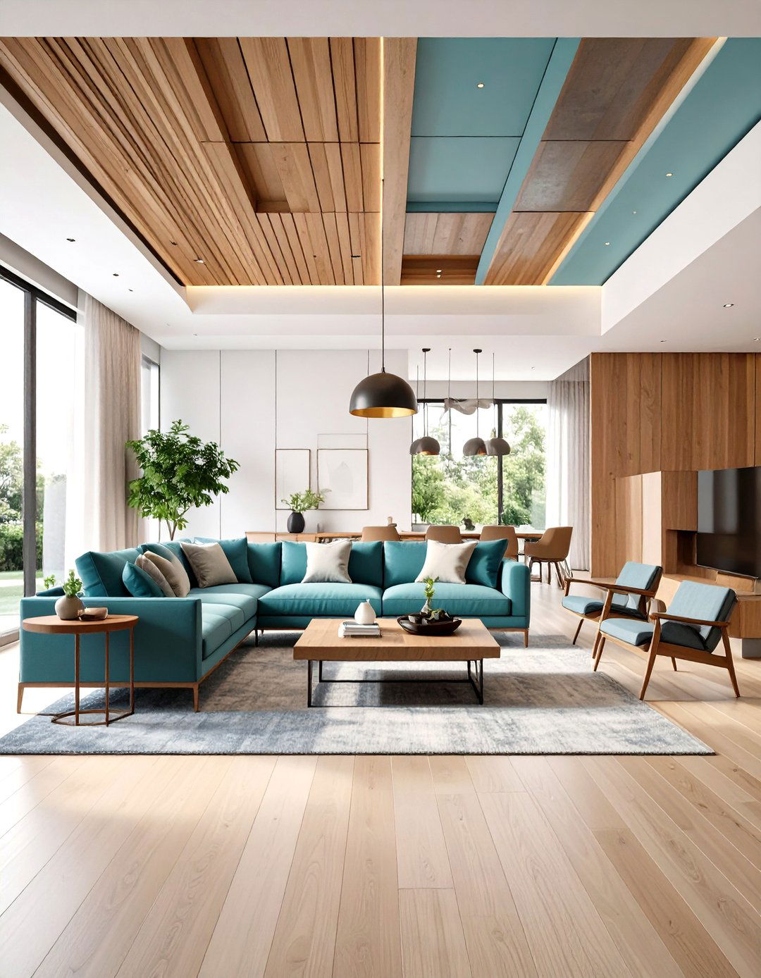Mixed Material Contemporary Design - 24 Living Room False Ceiling Design Ideas