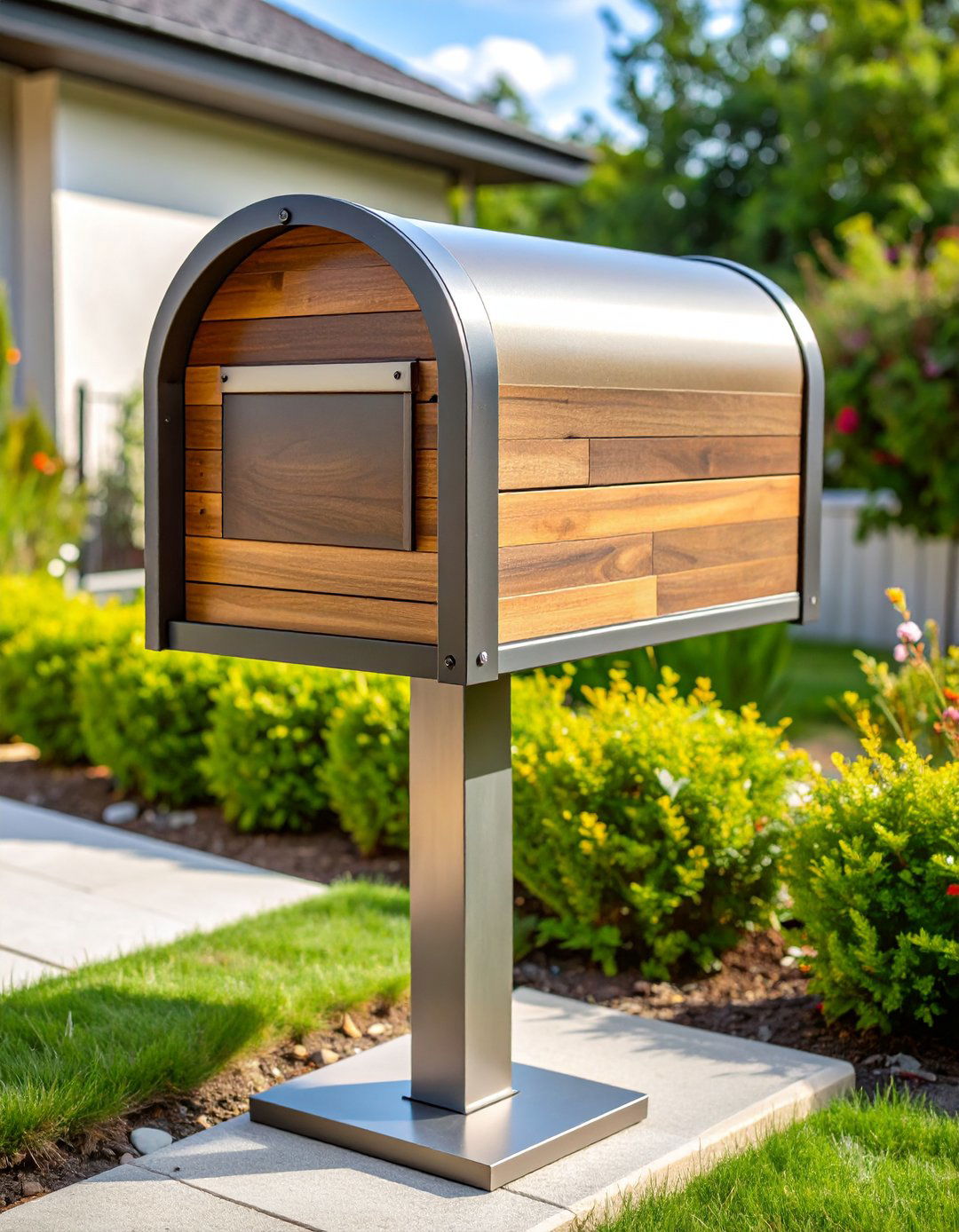 Mixed Material Contemporary Fusion - 24 Mailbox Post Ideas