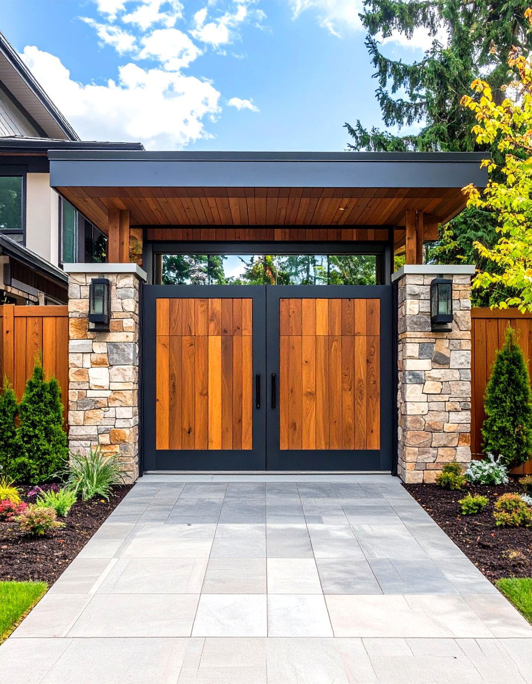 Mixed Material Contemporary Gate - 24 Front Door Gate Ideas