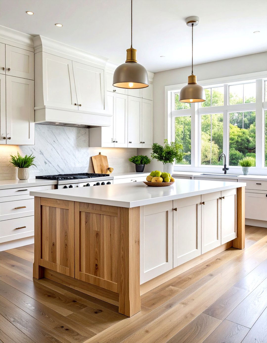 Mixed Material Countertops for Visual Interest - 24 Transitional Kitchen Ideas