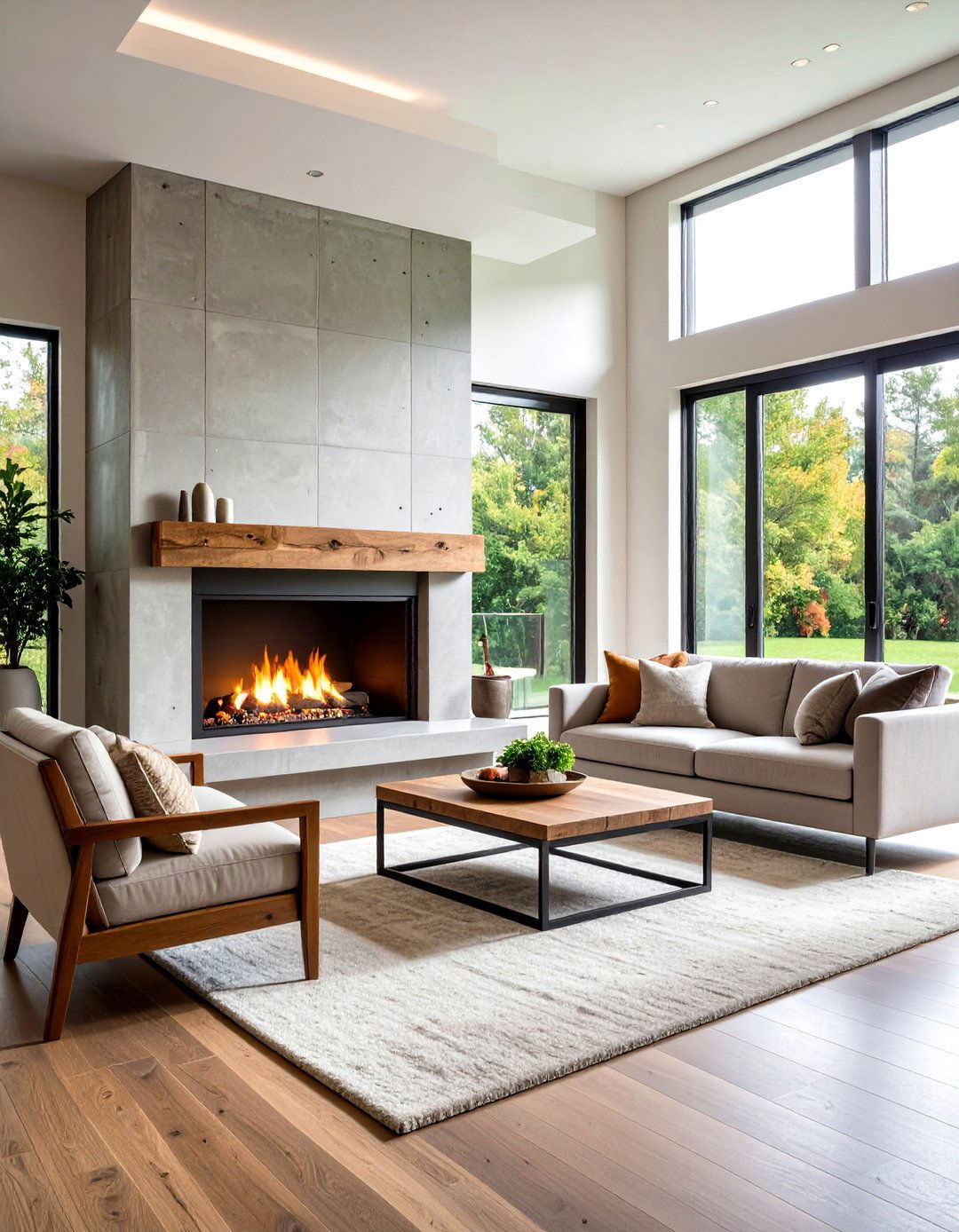 Mixed Material Fireplace Surround Design - 24 Metro Style Interior Design Ideas