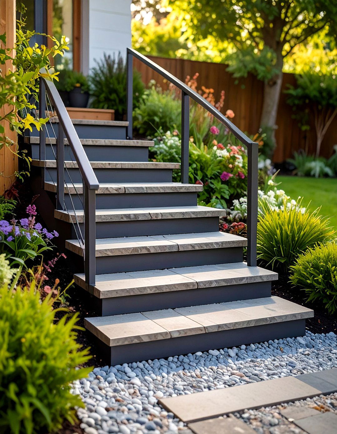 Mixed Material Flagstone Garden Steps - 24 Flagstone Steps