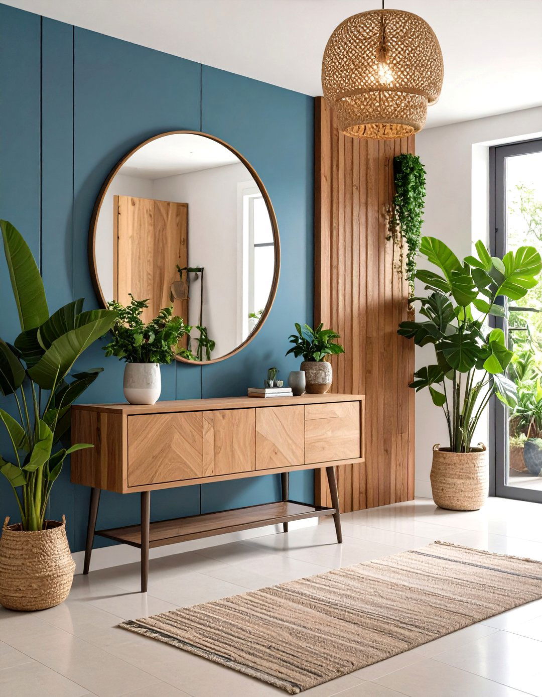 Mixed Material Frame Design - 24 Entryway Mirror Ideas