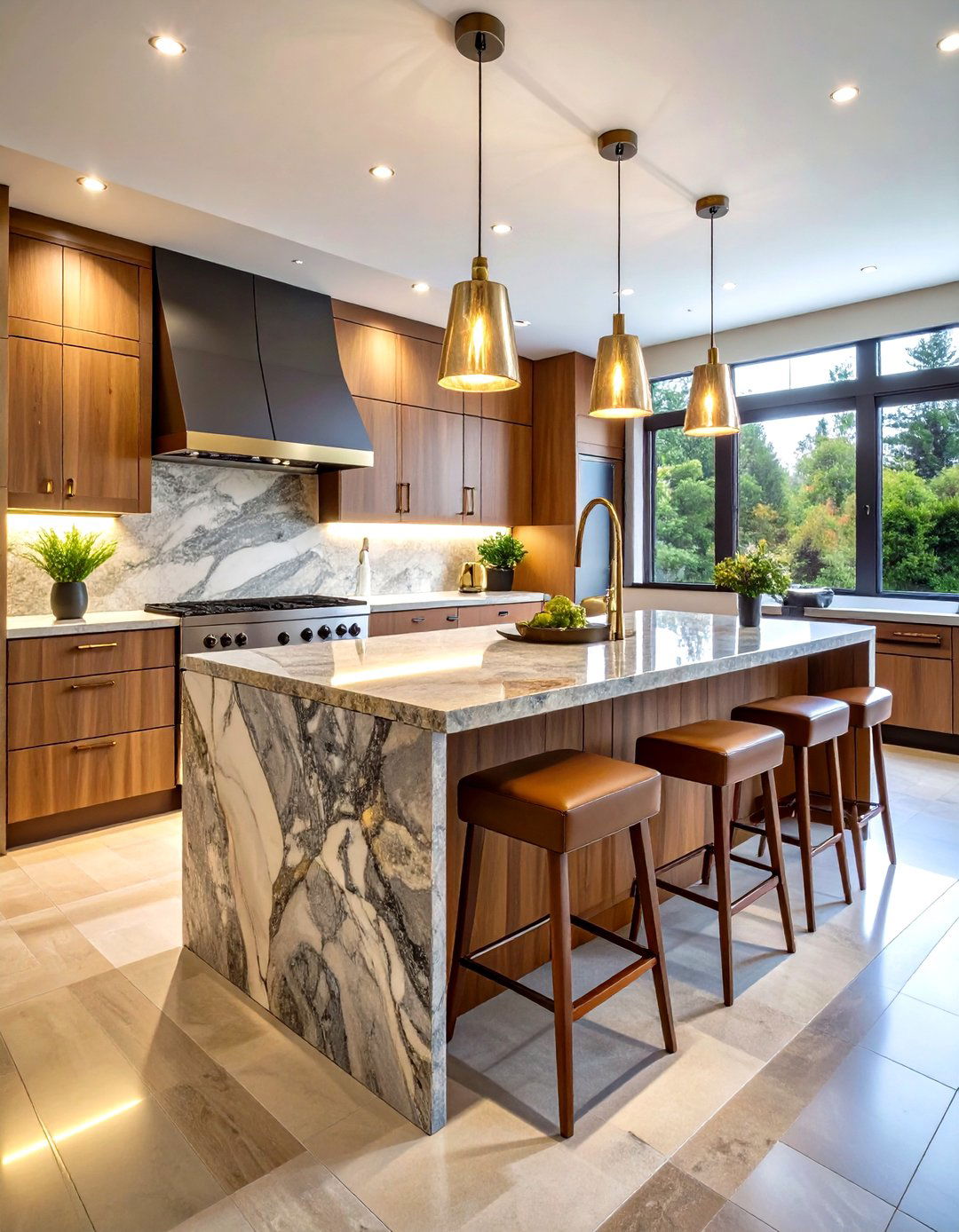 Mixed Material Kitchen Island Design - 24 Luxury Interior Design Ideas