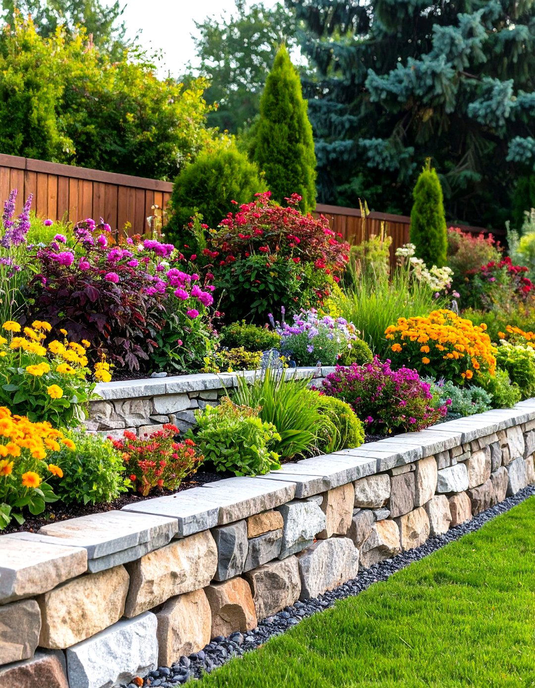 Mixed Material Natural Stone Wall - 24 Natural Rock Retaining Wall Ideas