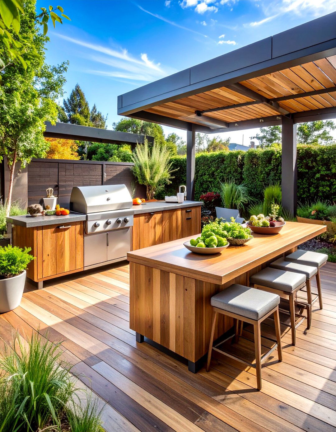 Mixed Material Outdoor Kitchen Design - 24 Outdoor Countertop Ideas