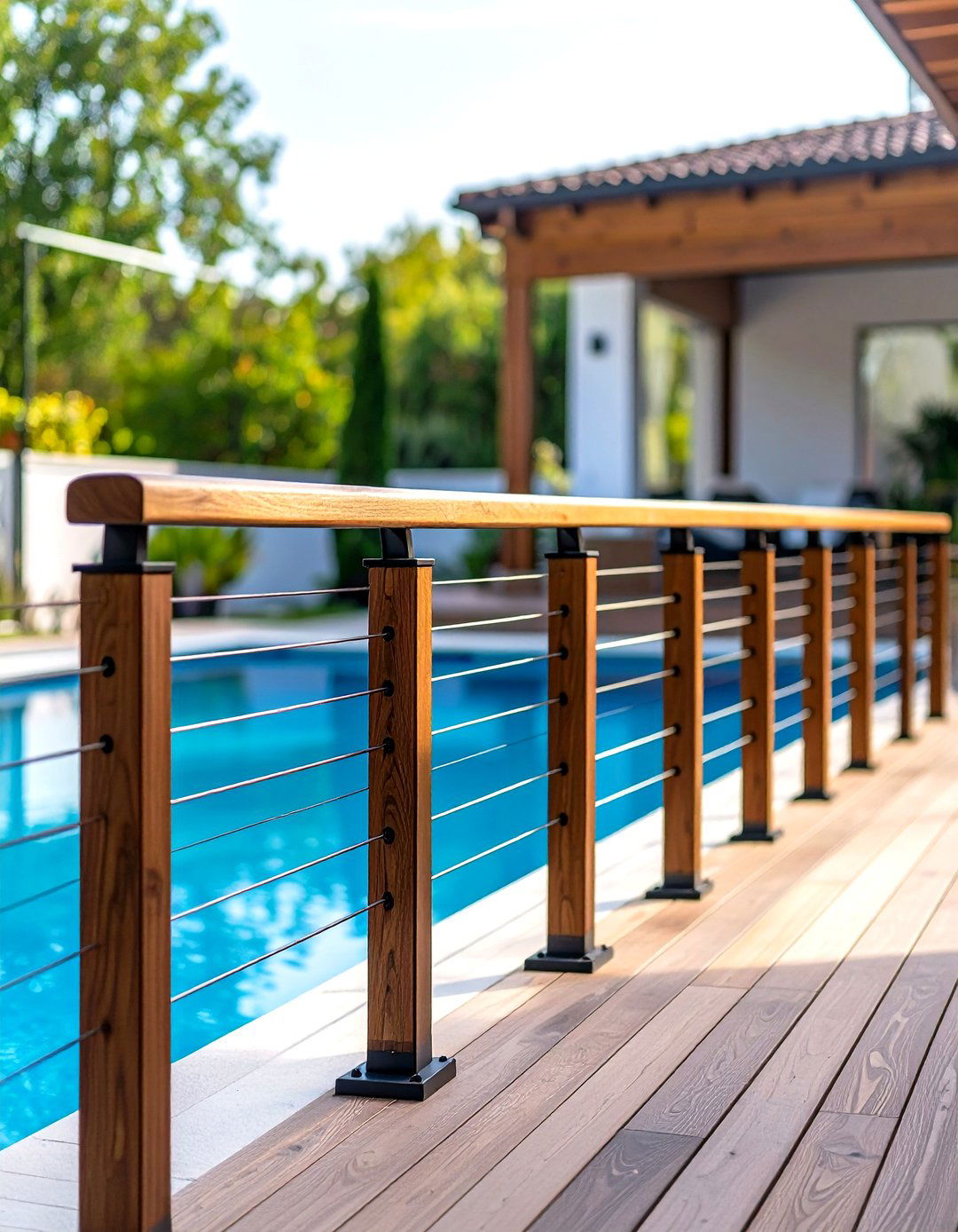 Mixed Material Pool Deck Railings - 24 Pool Deck Railing Ideas