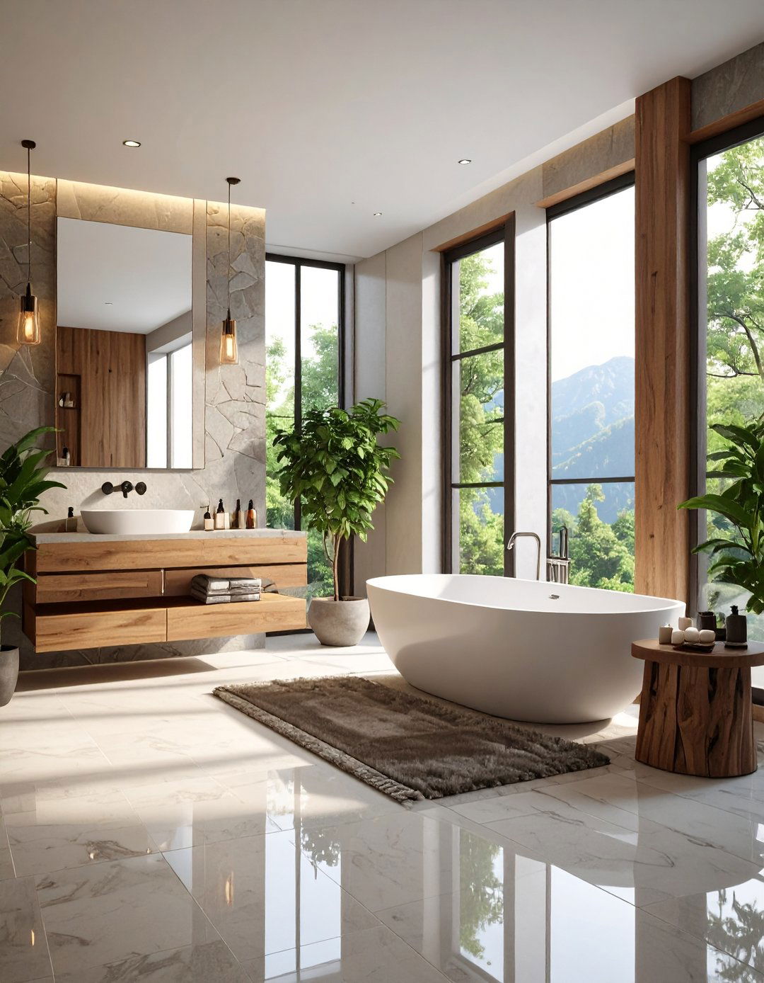Mixed Material Sophistication - 24 Quirky Bathroom Ideas