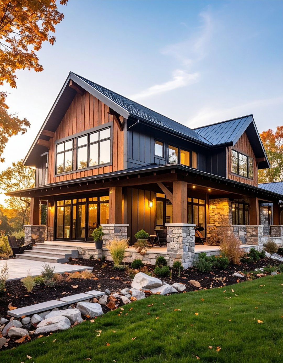 Mixed Material Texture Combination - 24 Pole Barn and Barndominium House Exteriors