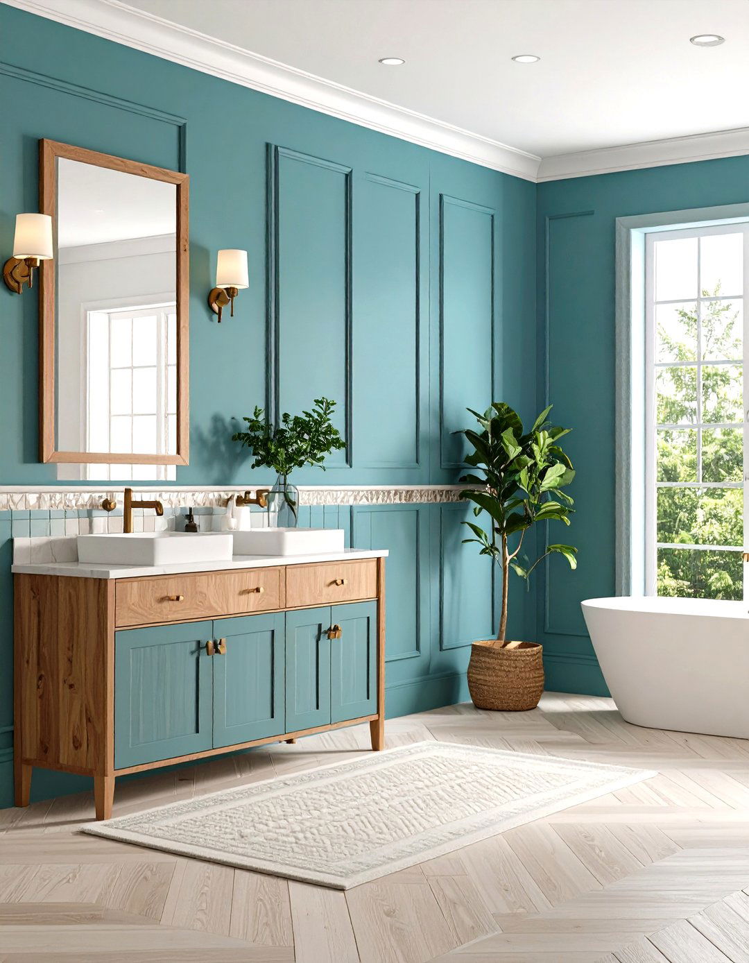 Mixed Material Wainscoting Combination - 24 Powder Room Wainscoting Ideas