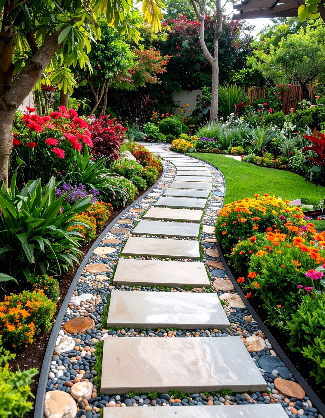 Mixed Media Artistic Stepping Path - 24 Stepping Stone Walkway Ideas