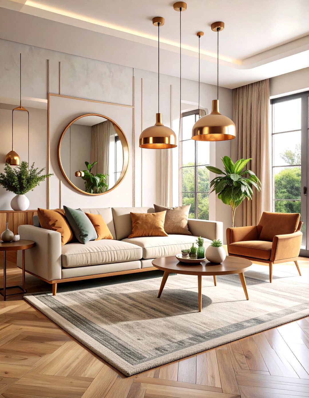 Mixed Metal Accent Living Room - 24 Organic Modern Living Room Design Ideas