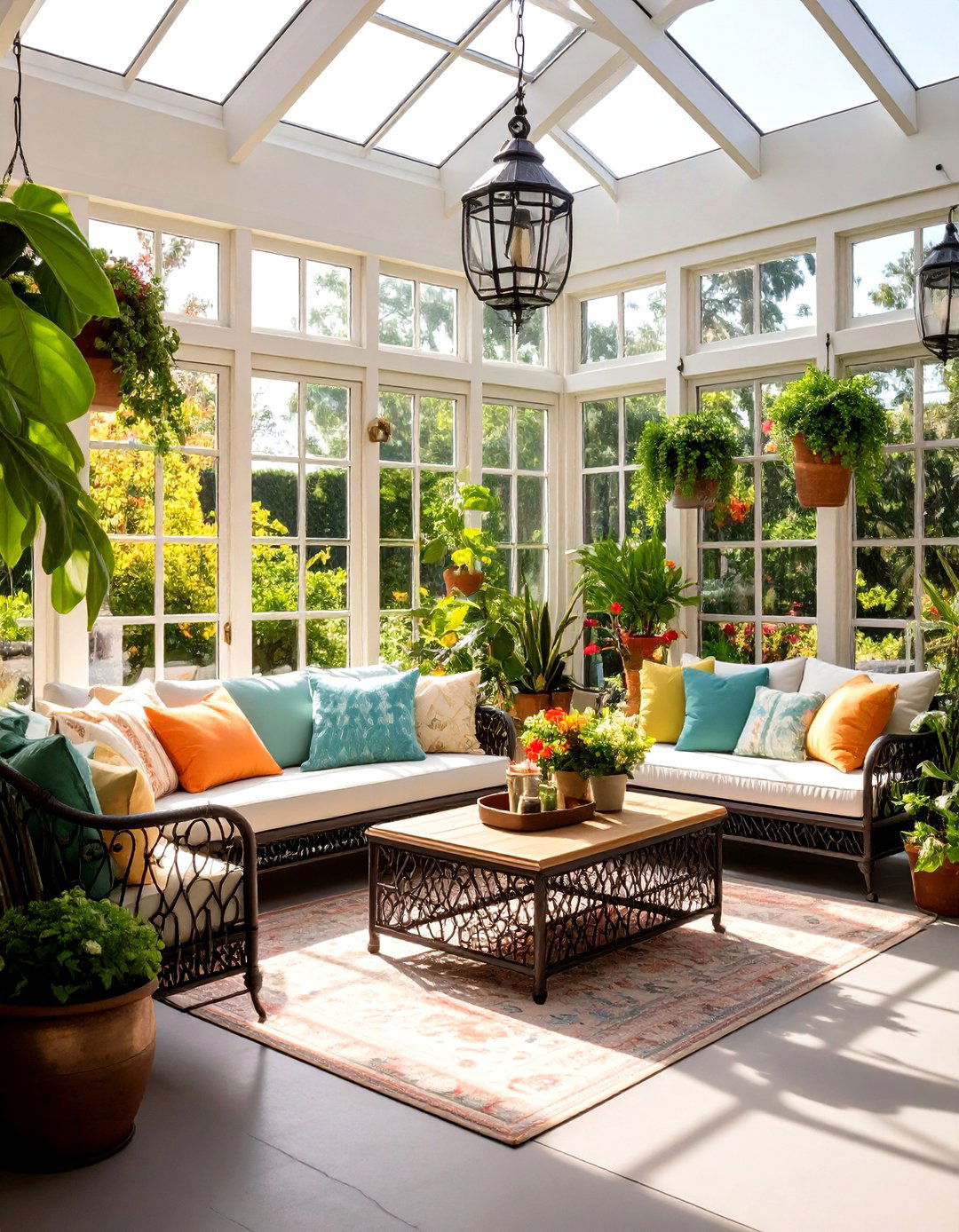 Mixed Metal Accent Sunroom - 24 Farmhouse Sunroom Ideas