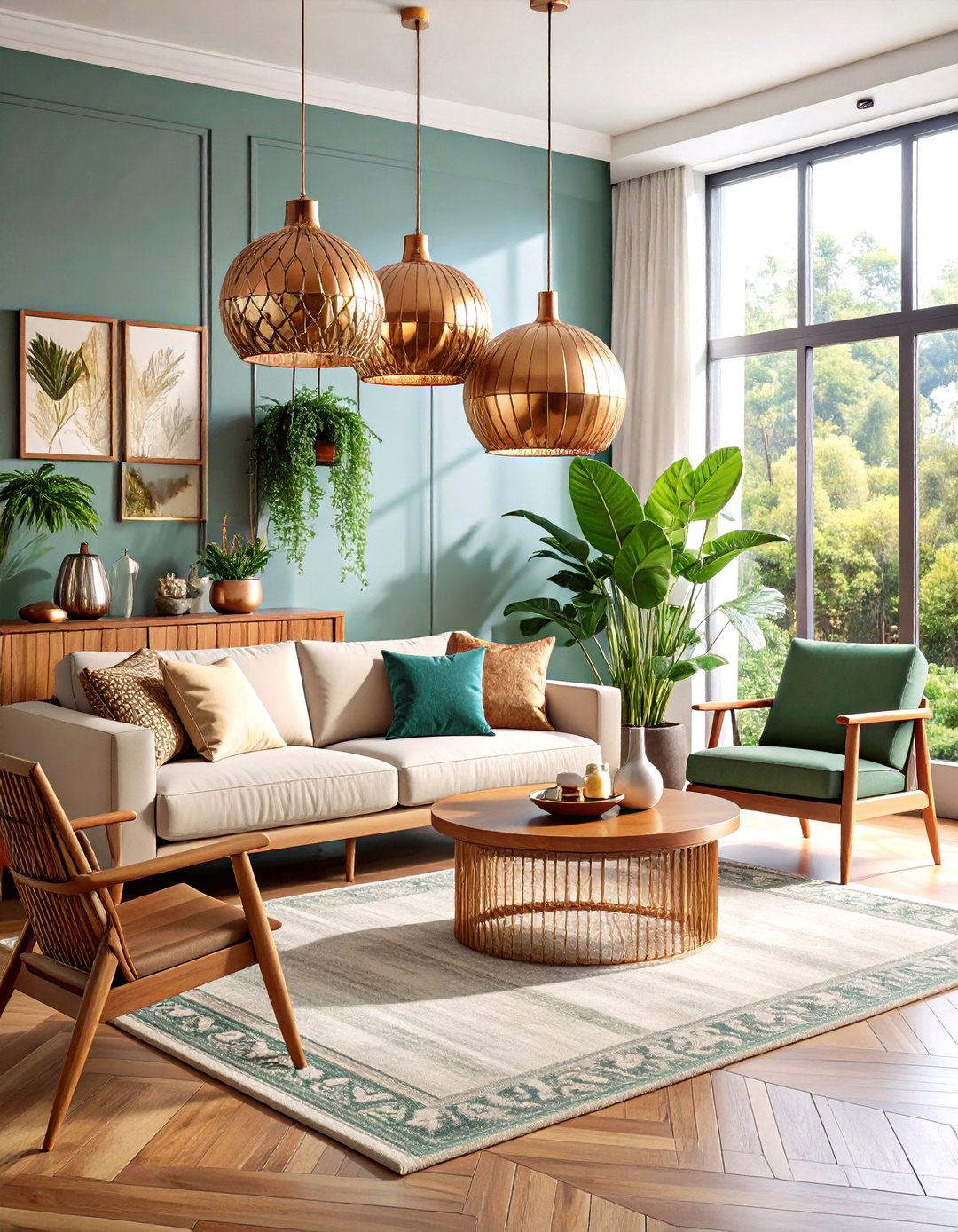 Mixed Metal Accents Living Room - 24 Bohemian Tropical Bohemian Decor
