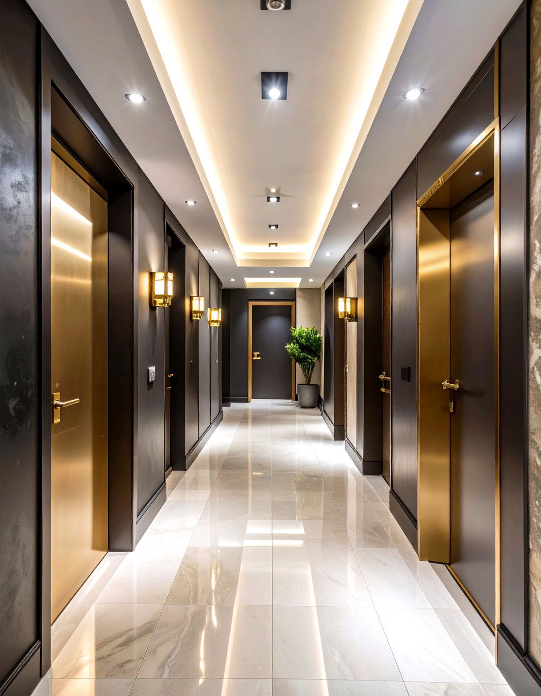 Mixed Metal Fixture Coordination - 24 Narrow Hallway Lighting Ideas