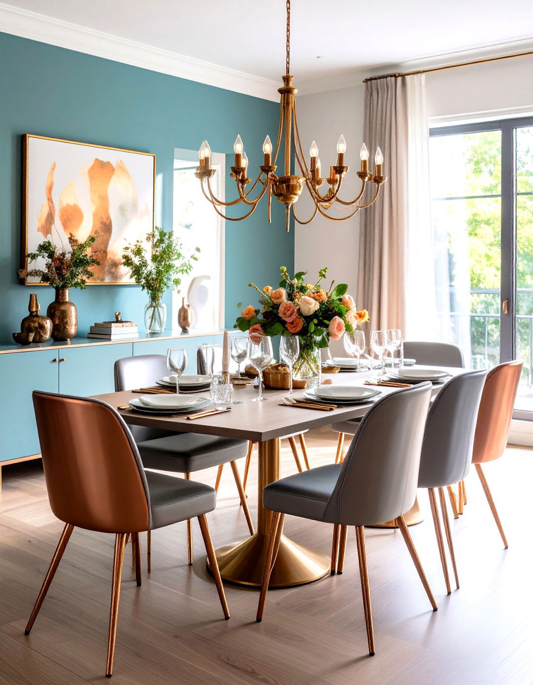 Mixed Metal Hardware and Fixture Coordination - 24 Transitional Dining Room Ideas
