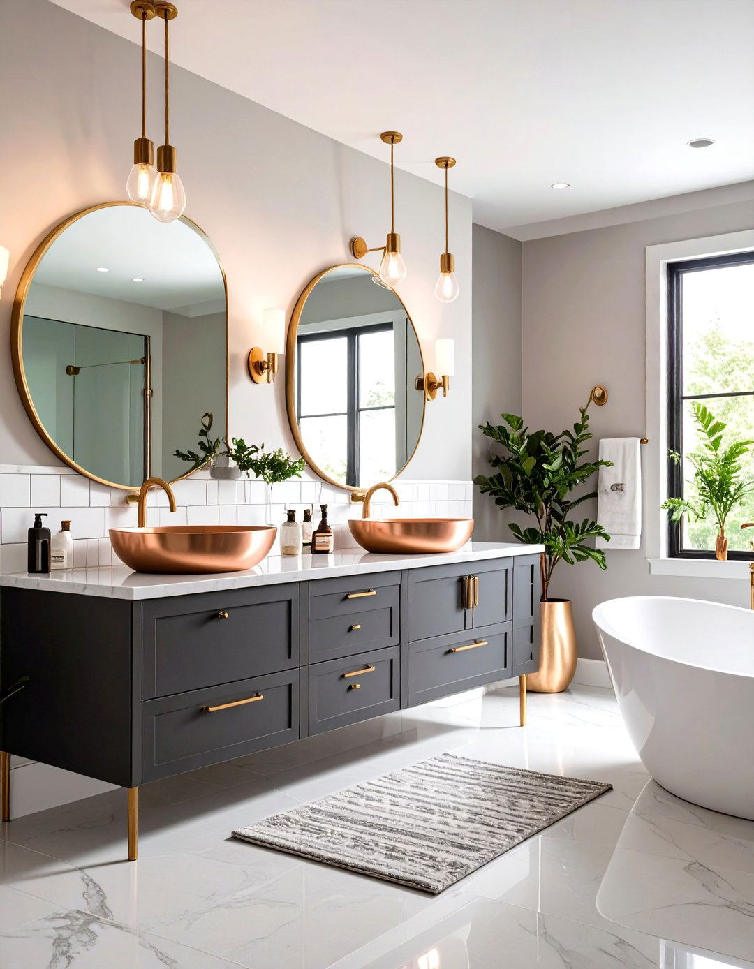 Mixed Metal Luxury - 24 White and Gold Bathroom Ideas