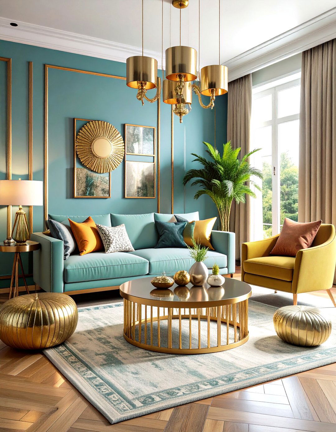 Mixed Metallic Accents Living Room - 24 Maximalist Living Room Design Ideas