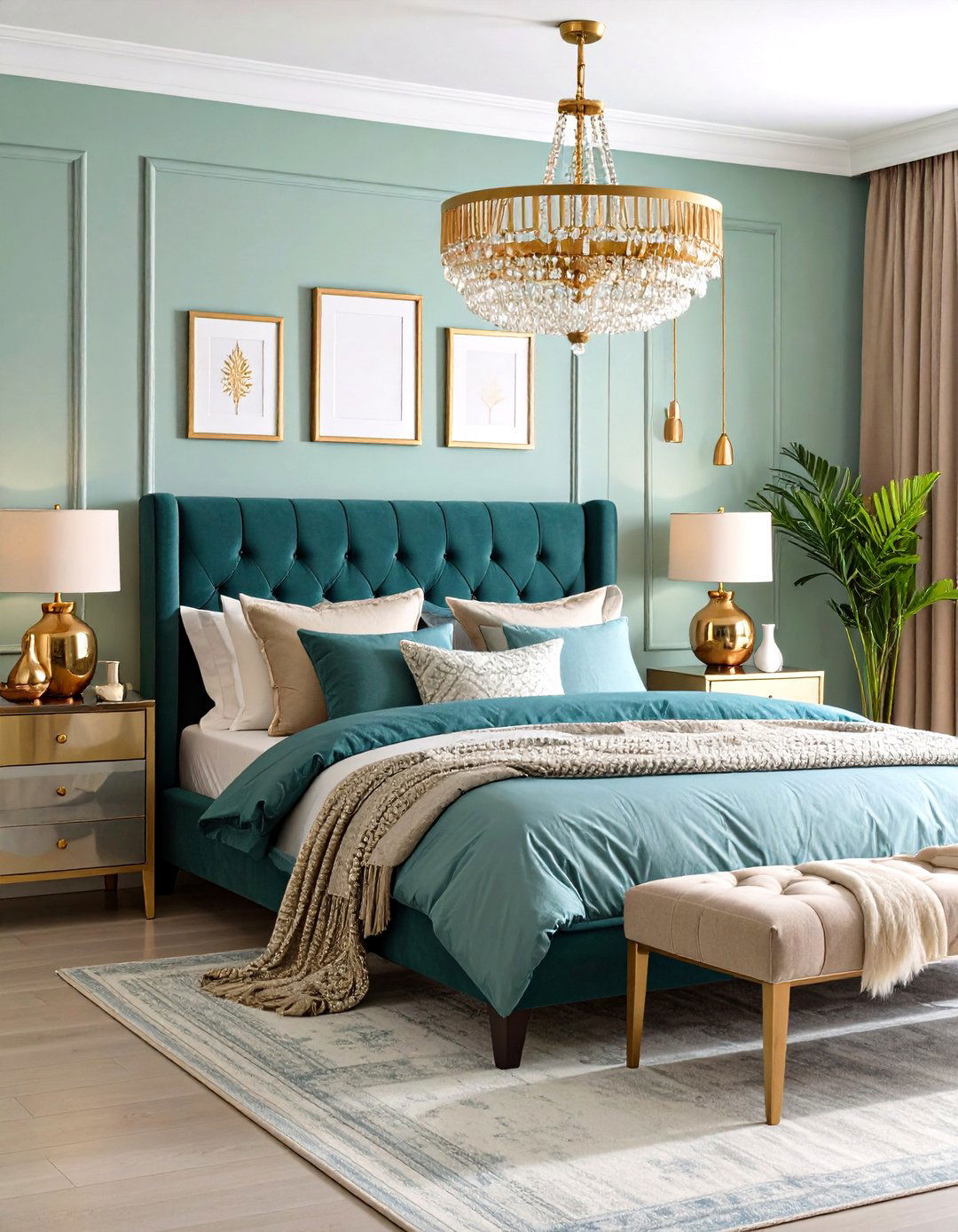 Mixed Metallic Accents - 24 Glam Bedroom Ideas