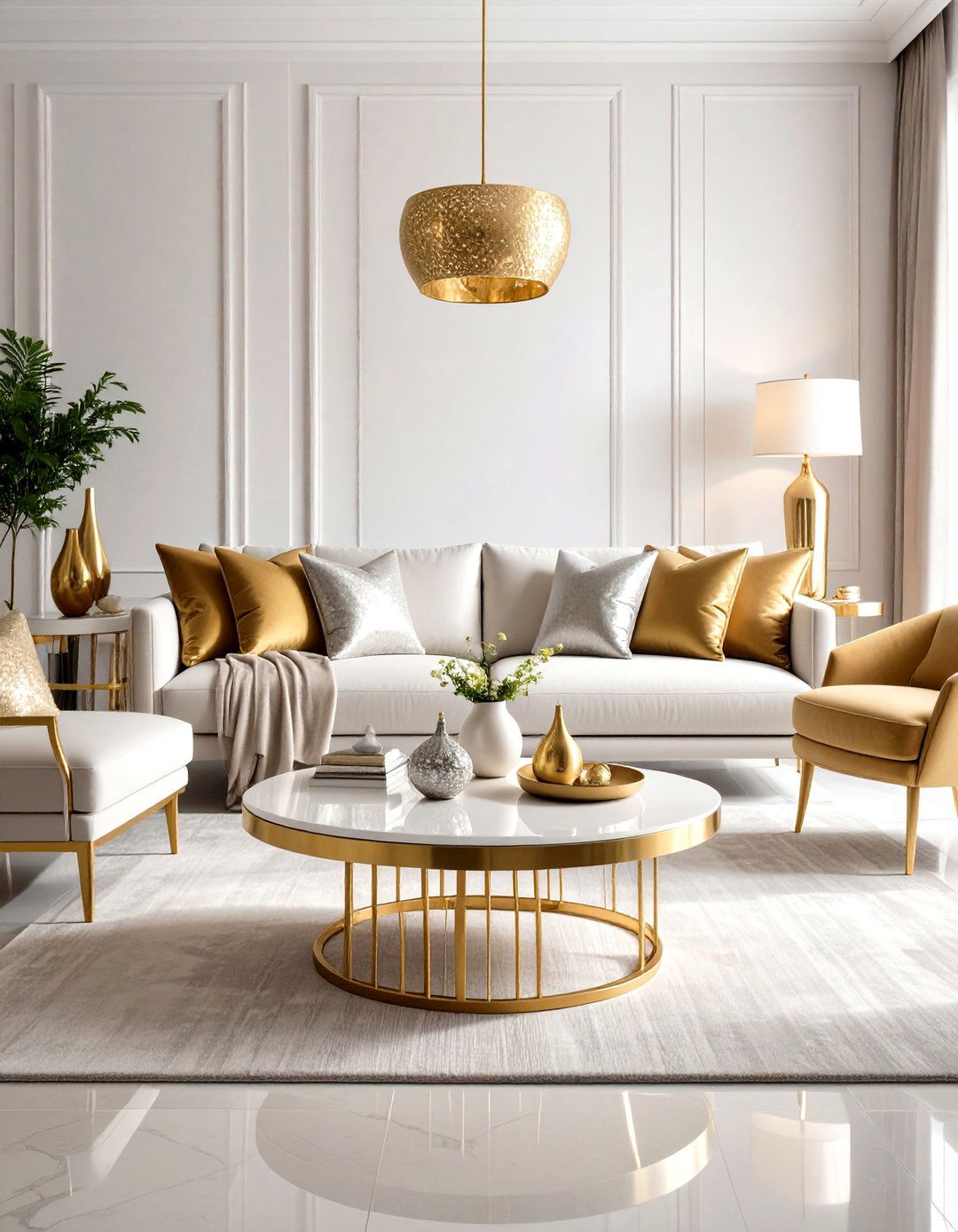Mixed Metallic Silver Gold Living Room Theme - 24 Silver Living Room Ideas