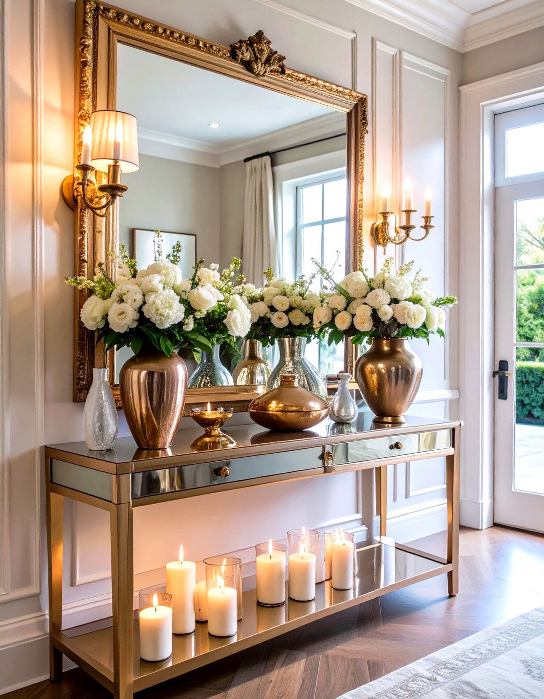 Mixed Metals Glamour - 24 entryway table decor ideas