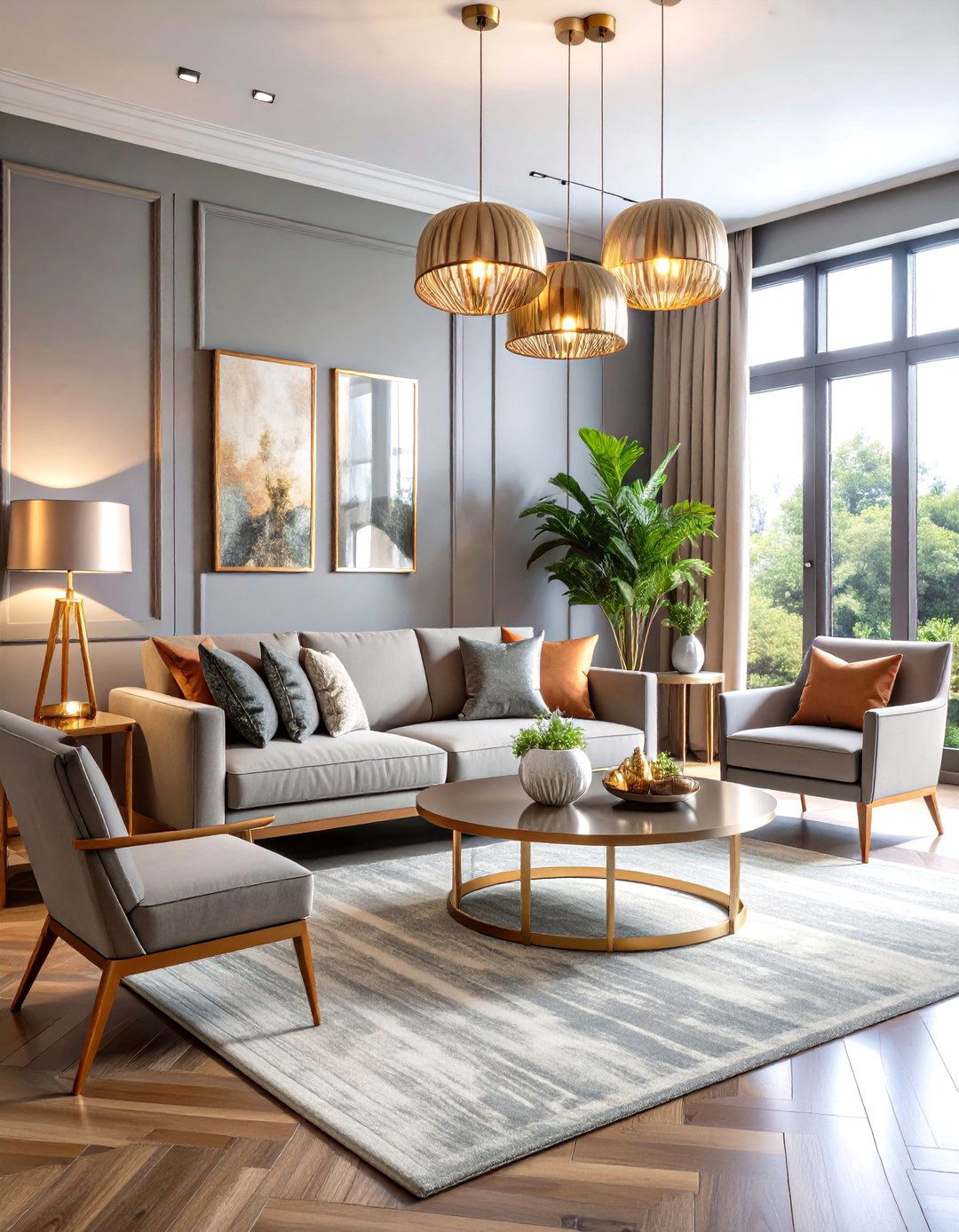 Mixed Metals Greige Glamour - 24 Greige Living Room Ideas