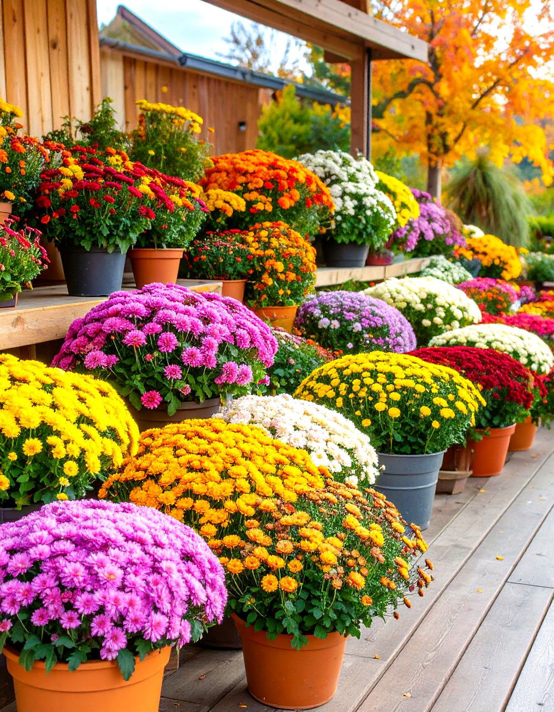 Mixed Mum Variety Showcase - 24 Fall Planter Ideas