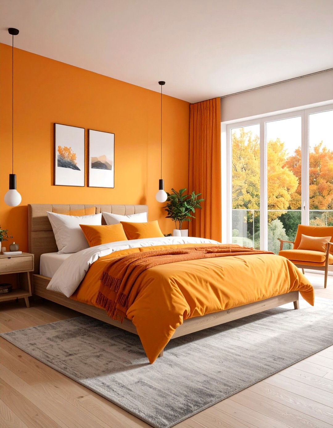 Mixed Orange Tones Layered Bedroom Designs - 24 Orange Bedroom Ideas