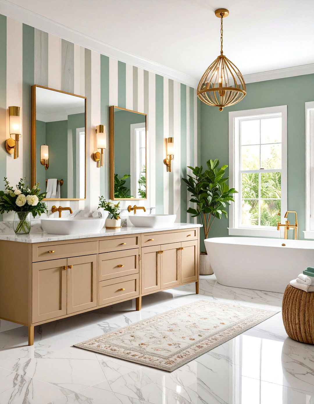 Mixed Pattern Wallpaper Combination - 24 black and gold powder room ideas