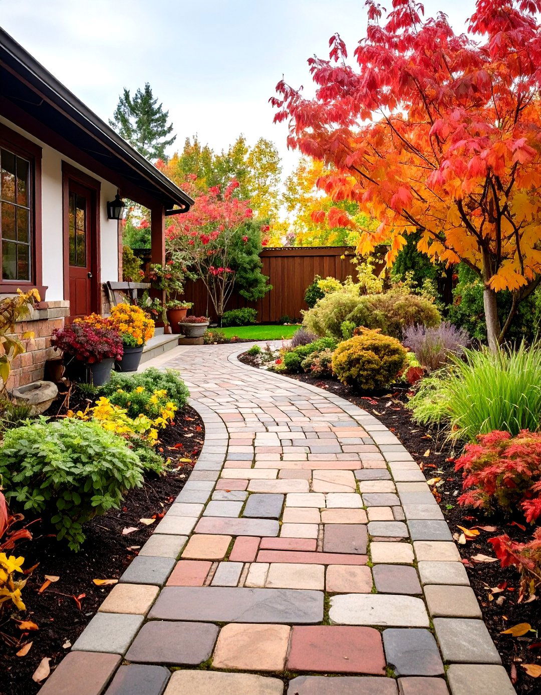 Mixed Paver Puzzle Walkway - 24 Farmhouse Walkway Ideas
